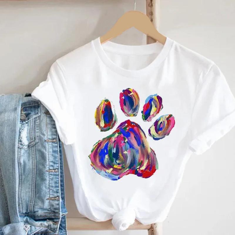 Mode Frauen Rose Kätzchen T Hemd Lustige Casual Oansatz Kurzen Ärmeln T-shirt Sommer Weibliche T-shirt