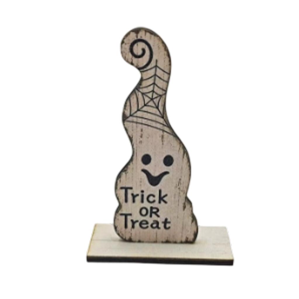 Vintage 2D Distressed Halloween Wooden Tabletop Decor Retro Decoration for Shelf Mantel