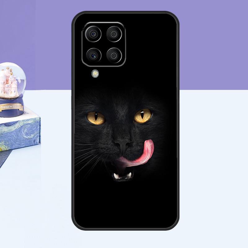 Black Cat Face Kitty Case For Samsung Galaxy M14 M54 M13 M23 M16 M11 M21 M31 M20 M34 M52 M32 M12 M36 M56 M15 M55