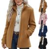 Women's Casual Long Sleeve Zip-Up Jacket with Lapel Collar and Pockets for Everyday Wear