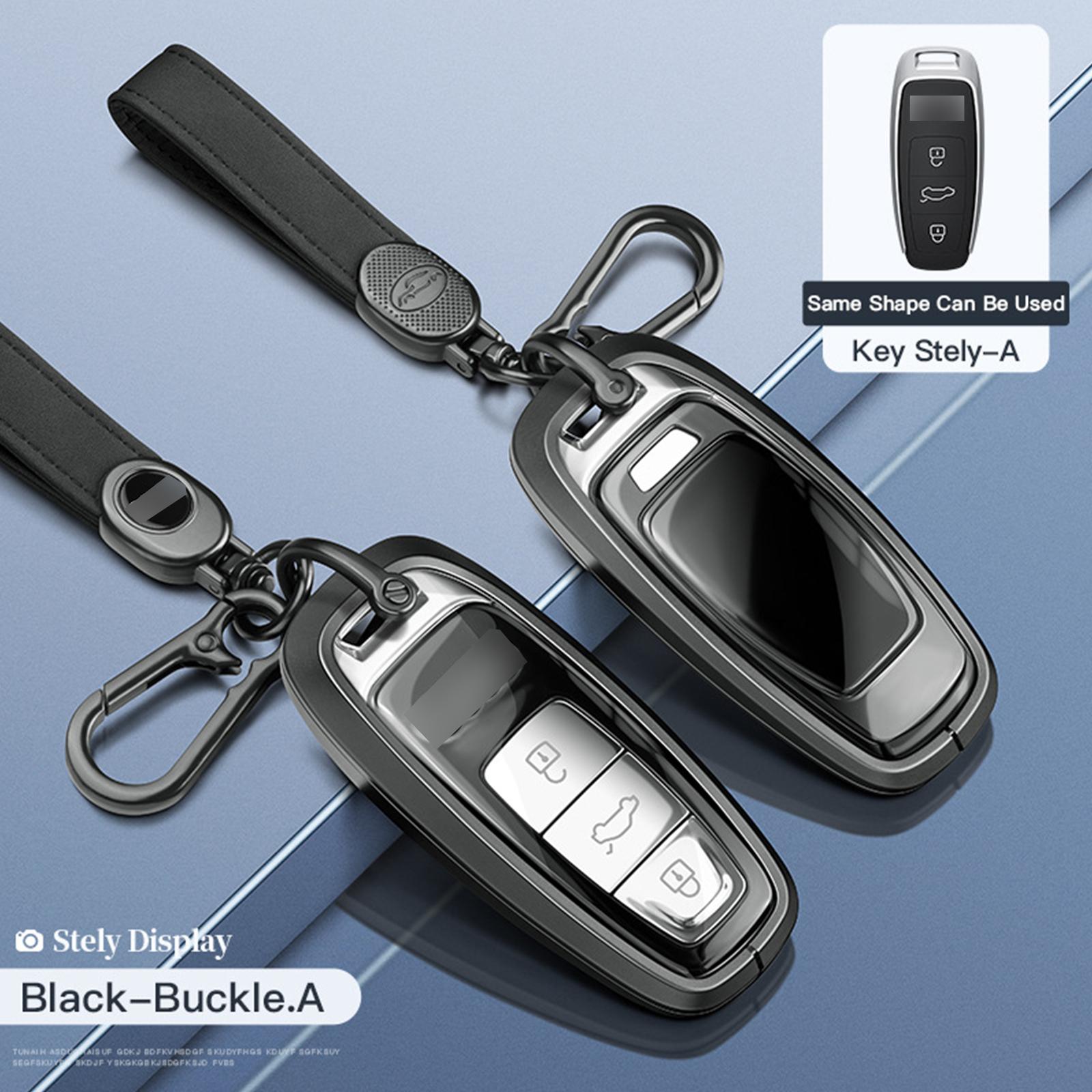 Aluminum Alloy TPU Black Car Key Case Cover With Buckle For a6l a4l a3