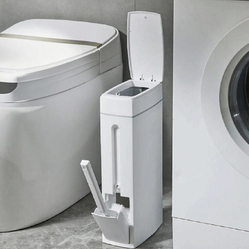 Trash Can and Toilet Brush Set Trash Cans Toilet Brush Garbage Bucket and Toilet Brush with Holder Set for Bathroom