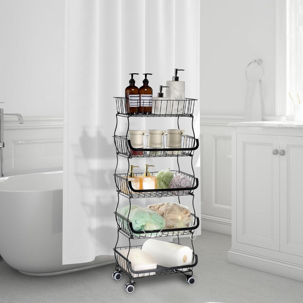 ONEDONE Kitchen Wagon with Wagon with Kitchen Large Load Capacity of 10kg Per Multifunctional Laundry Storage for Laundry Easy To Made of Black