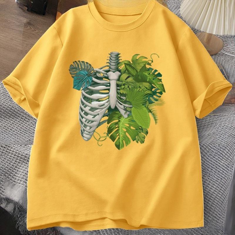 Skeleton Plant Body Tshirt Women Unisex Funny Plant Lover T Shirt Plant Mom Tee Funny Graphic T Shirts Cotton Short Sleeve Clothes