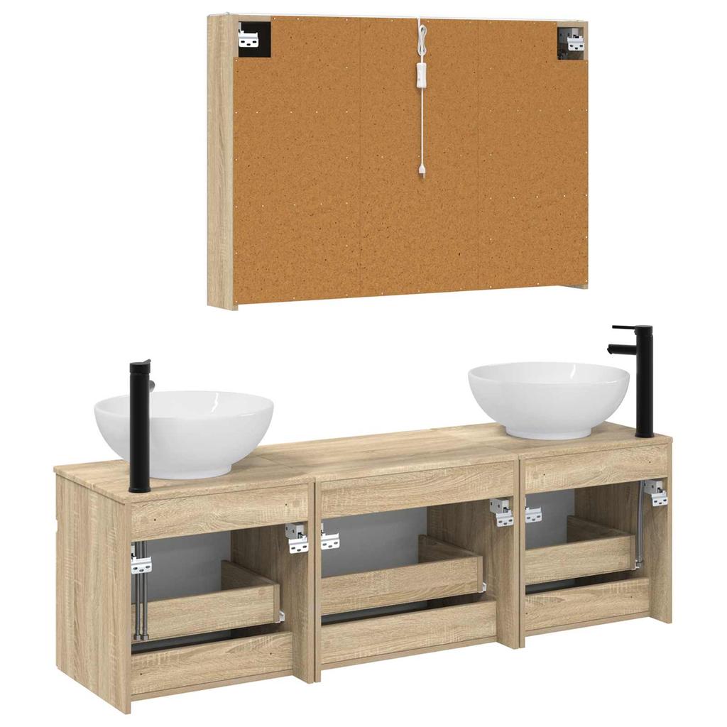 Bathroom Cabinet Set 4 Pcs Sonoma Oak 103.5 X 15.5 X 70 Cm