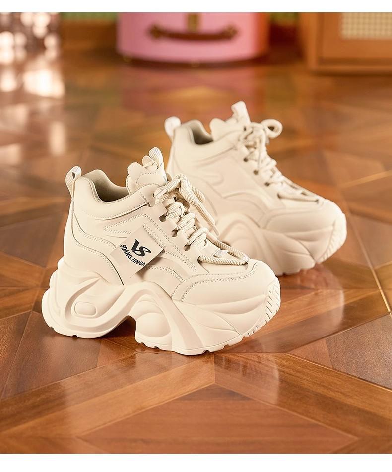 Fashion 2025Women Dad Shoes Thick Sole Height Increasing Casual Shoes Chunky Sole Warm Comfortable Lace Up Platform Sneakers Ladies Shoe