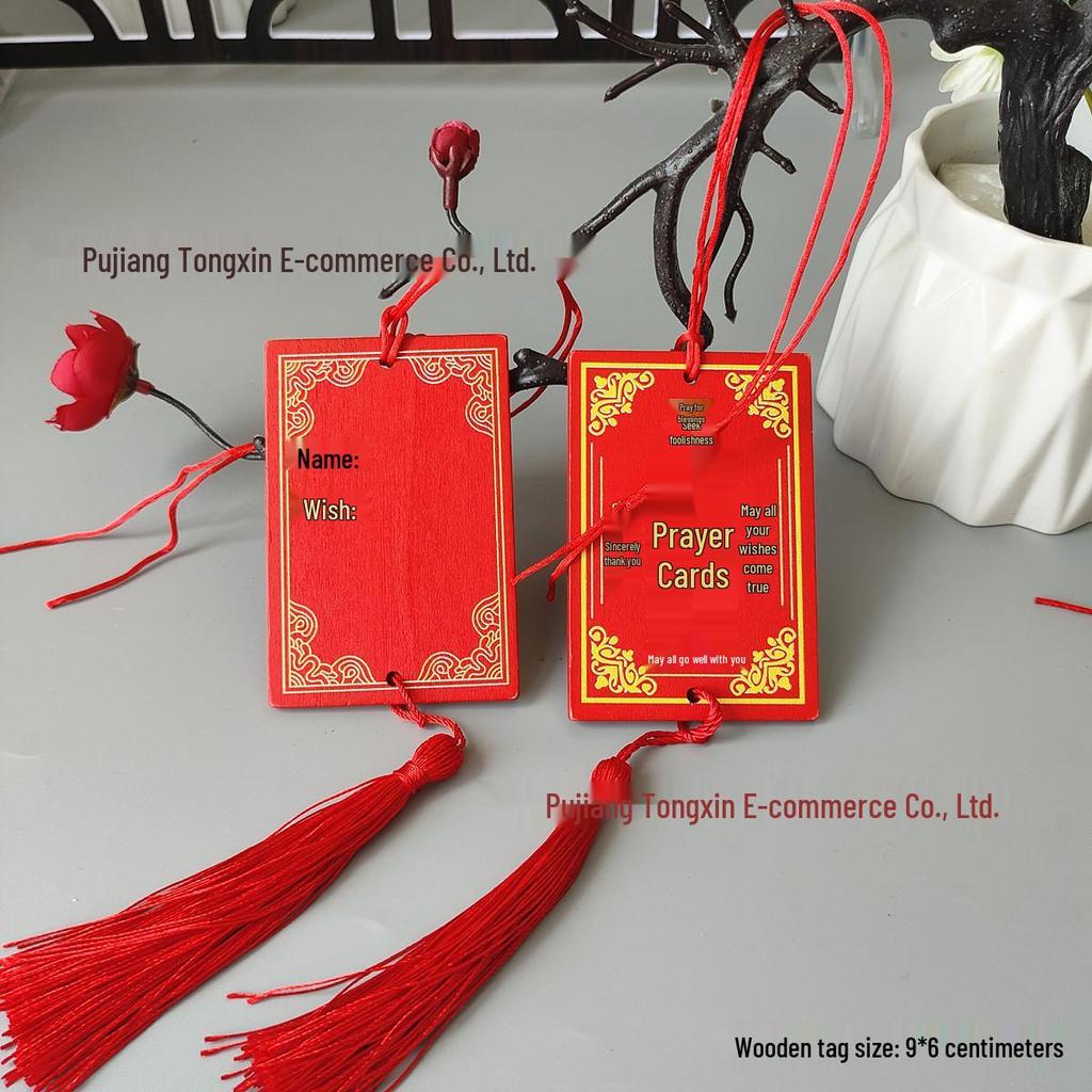 Handwritten Wooden Blessing Plaque Hanging Decoration - Customizable with Logo for Temples and Scenic Areas