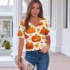 Womens Halloween Print Button Down Shirt Casual V Neck Short Sleeve T Shirt Lightweight Summer Top for Everyday Wear