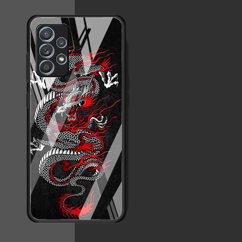 Husă de Sticlă cu Animal Dragon Pentru Samsung Galaxy A52 A71 A50 A51 A70 A21s A31 A72 A10 A12 A30 A22 5G Husă Telefon