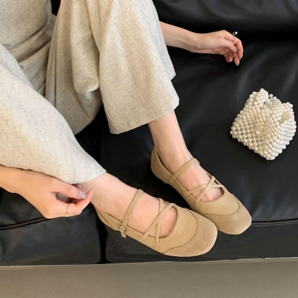 

2025 French gentle Mary Jane shoes women s flat-soled evening soft-soled ballet shoes 39 коричневый