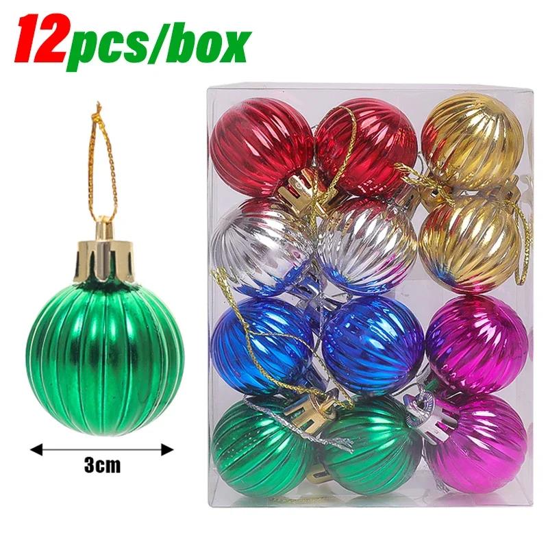 3CM Mini Christmas Balls Colorful Ball Xmas Tree Hanging Pendants Ornaments for New Year Party Home Decor Supplies Wholesale