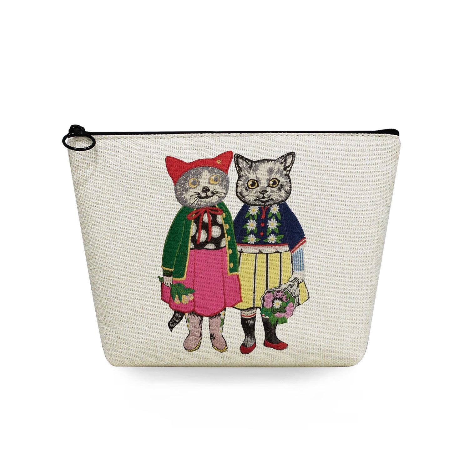 

Women Cat Print Cosmetic Bag Toiletries Organize Travel Storage Case 6366 CLE