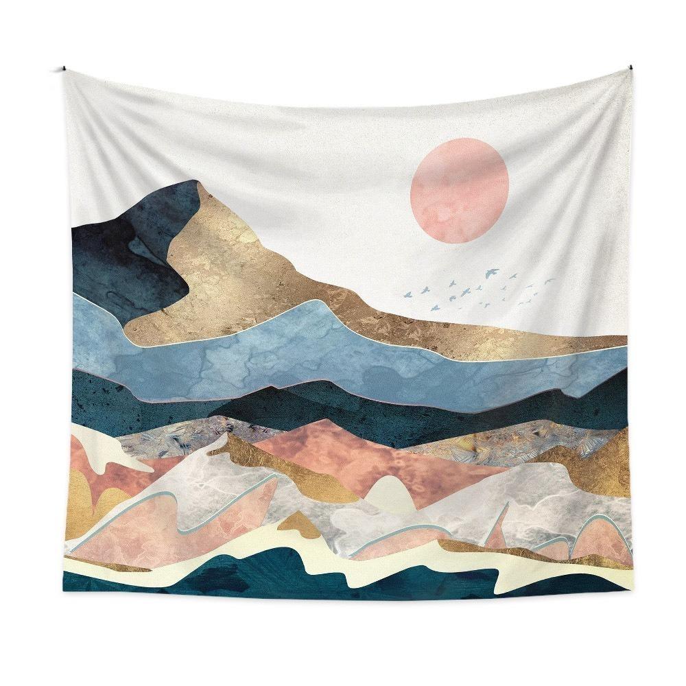 

Polyester Sunset Scenery Tapestry Natural Scenery Wall Hanging Cloth Mountain Tapestry Living Room