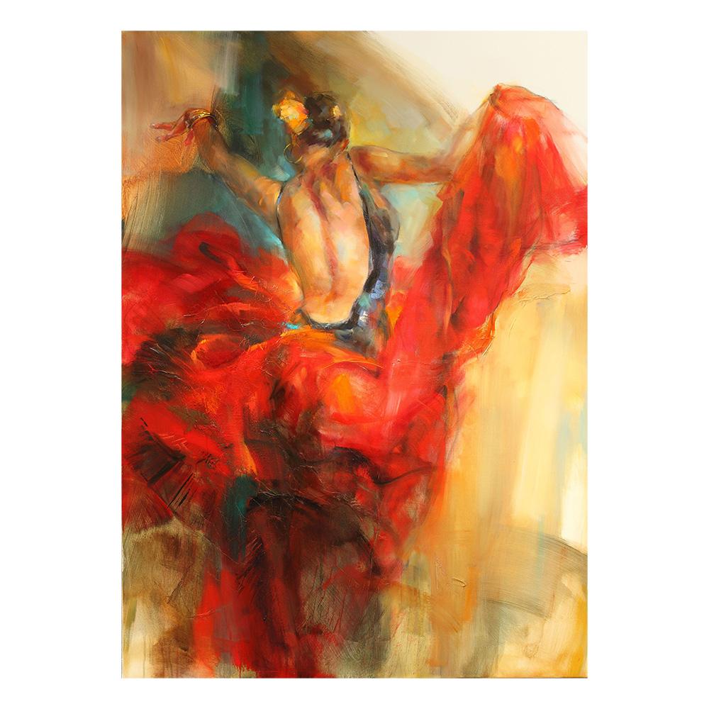 Moderní barevný plakát Španělské flamenco Krása Tanečnice Umění Olejomalba na plátně Vintage Tisky Figur Nástěnné umění Obrázky Domácí dekorace
