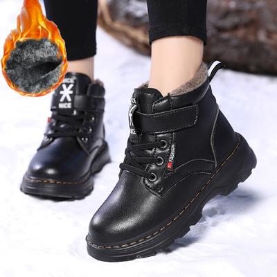Botas de nieve de algodón cálidas y afelpadas de invierno para niños, de talla grande, de moda, de caña alta, tallas 28 a 39