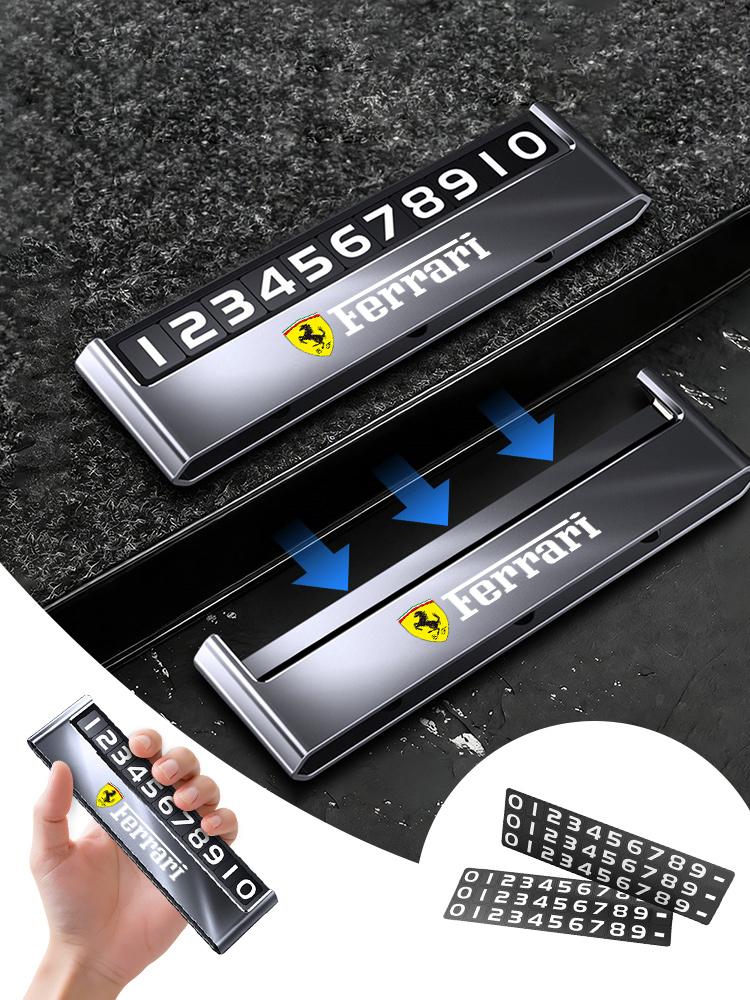 Car Temporary Parking Number Plate Metal Phone Number Card Auto Interior Accessories For Ferrari LaFerrari SP3 Spider SF90 F80 ZX0
