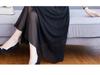 Elegant V-Neck Long Sleeve Mesh Dress for Women - Plus Size, Slimming Waist, Belly-covering, Stylish 2025 Spring/Autumn Fashion