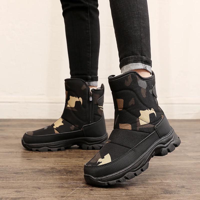 New winter velvet thickened warm shoes snow boots outdoor travel cold and snow cotton shoes men's shoes cotton boots