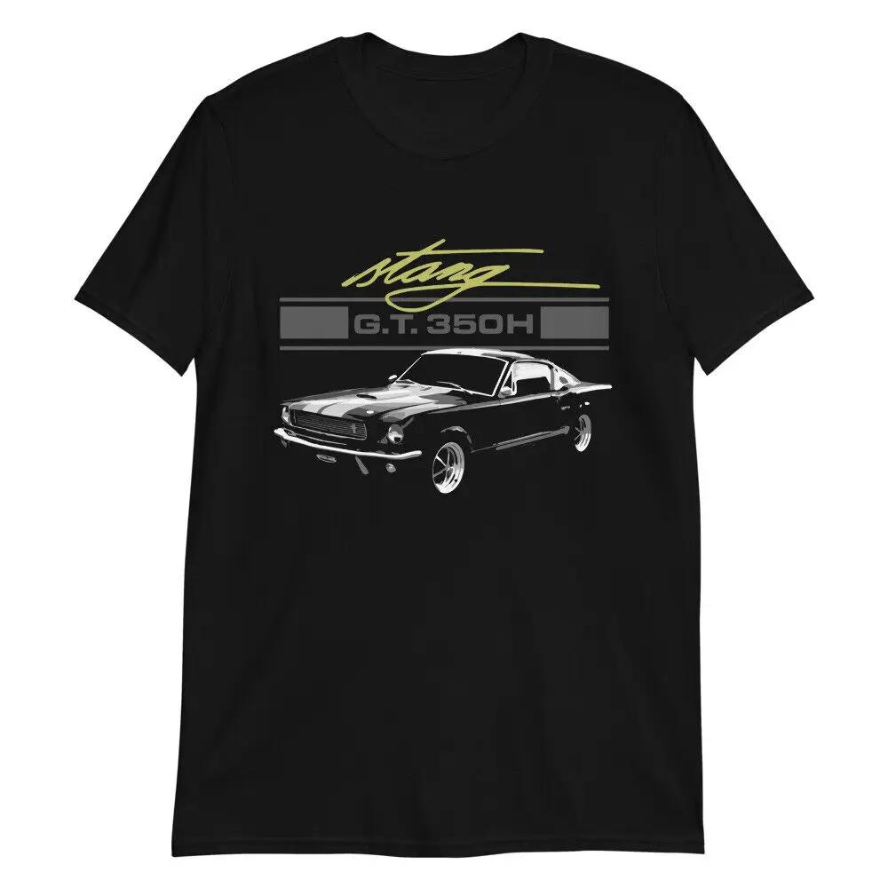 Винтажная футболка Mustang GT350H America Muscle Car Подарок коллекционеру Новая 100% хлопок Короткий рукав Круглый вырез Повседневная мужская футболка - Я... S разноцветный
