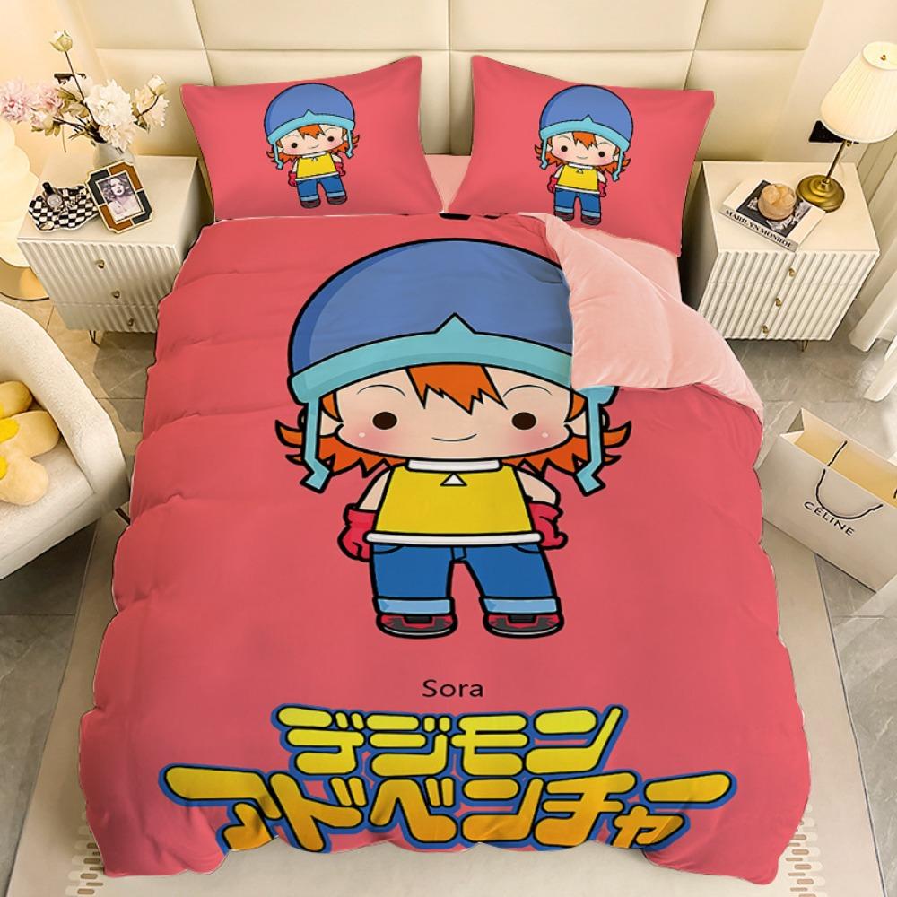 Anime Digital-monsters Bedding Set Digimon Duvet Cover and Pillowcases Unfilled Single Double Bed Adult Boy Girl Gift