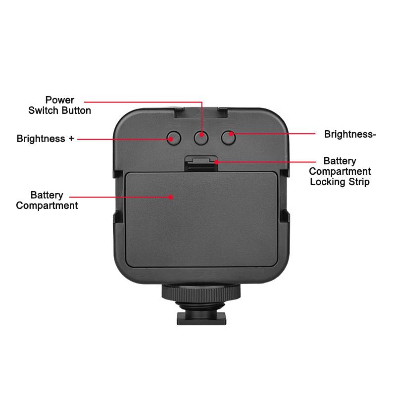 6500K LED Video Light Camera Pocket Lights Fill Lamp with 3 Cold Shoe Portable Photography Lighting for DJI Sony DSLR Canon Cameras