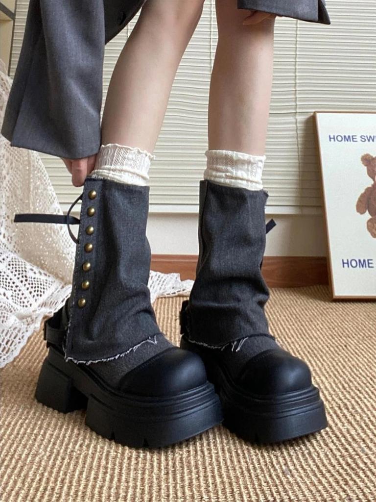 Fashion Round Toe High-height Zipper Women's Half Boots Hot New Rock In Designer Luxury On Promotion Trend 2025 Ladies Mid Calf Shoes