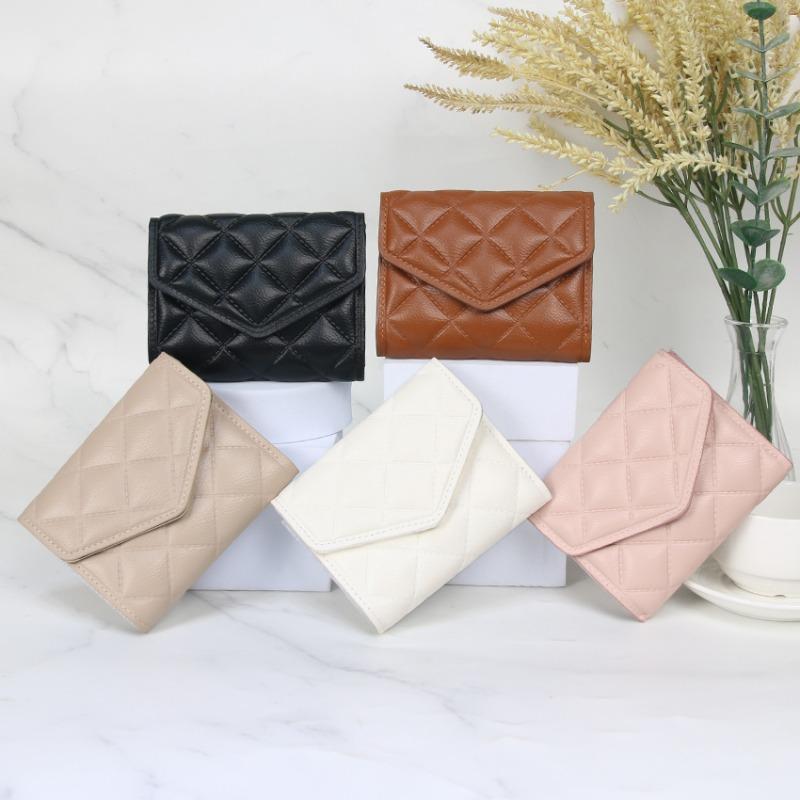 Simple student short wallet wallet niche diamond design multi-card women's small square bag change bag