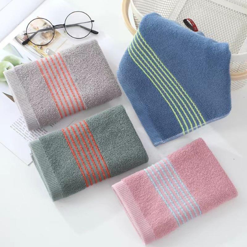 4pcs Cotton Striped Hand Towels Quick Drying Super Absorbent Washcloths Soft Multifunctional Towels 35*35cm(13.78*13.78 Inch)