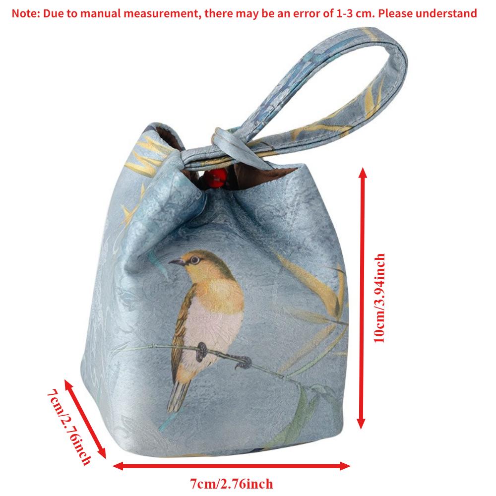 Chinese Style Teacup Drawstring Cloth Pouch Breakage-proof Print Small Item Pouch Portable Multifunctional Teaware Storage Bag