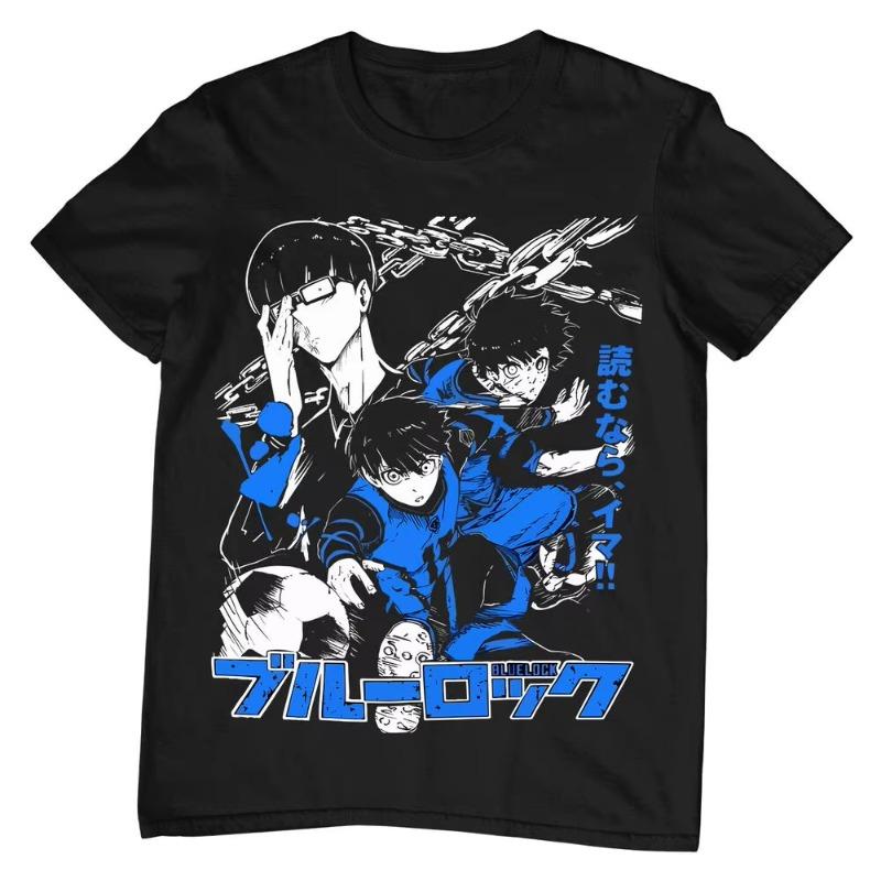 

Трендовая летняя косплей нейтральная черно-белая футболка в подарок аниме Blue Lock Ёичи Исаги Мэгуру Бачира Кунигами Рин Итоши Наги 4XL