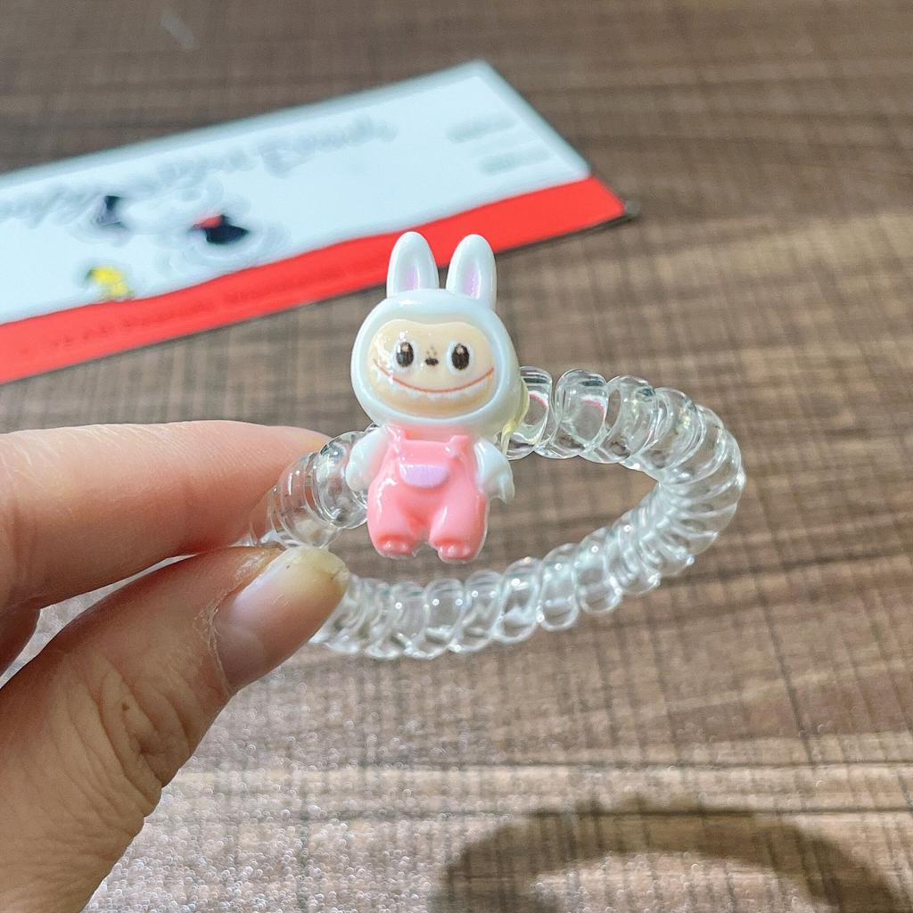 6 szt. Kreskówkowe gumki do włosów Labubu, urocze anime Labubu, damskie elastyczne gumki do włosów, akcesoria do włosów, kucyk, kawaii, dla dziewczynek, prezenty świąteczne