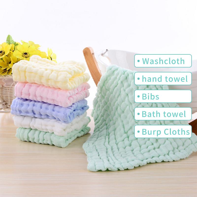 5 Reusable Foam Gauze Square Towels, Soft Towels, Multiple Colors For Facial Care, Home Wash Cloth