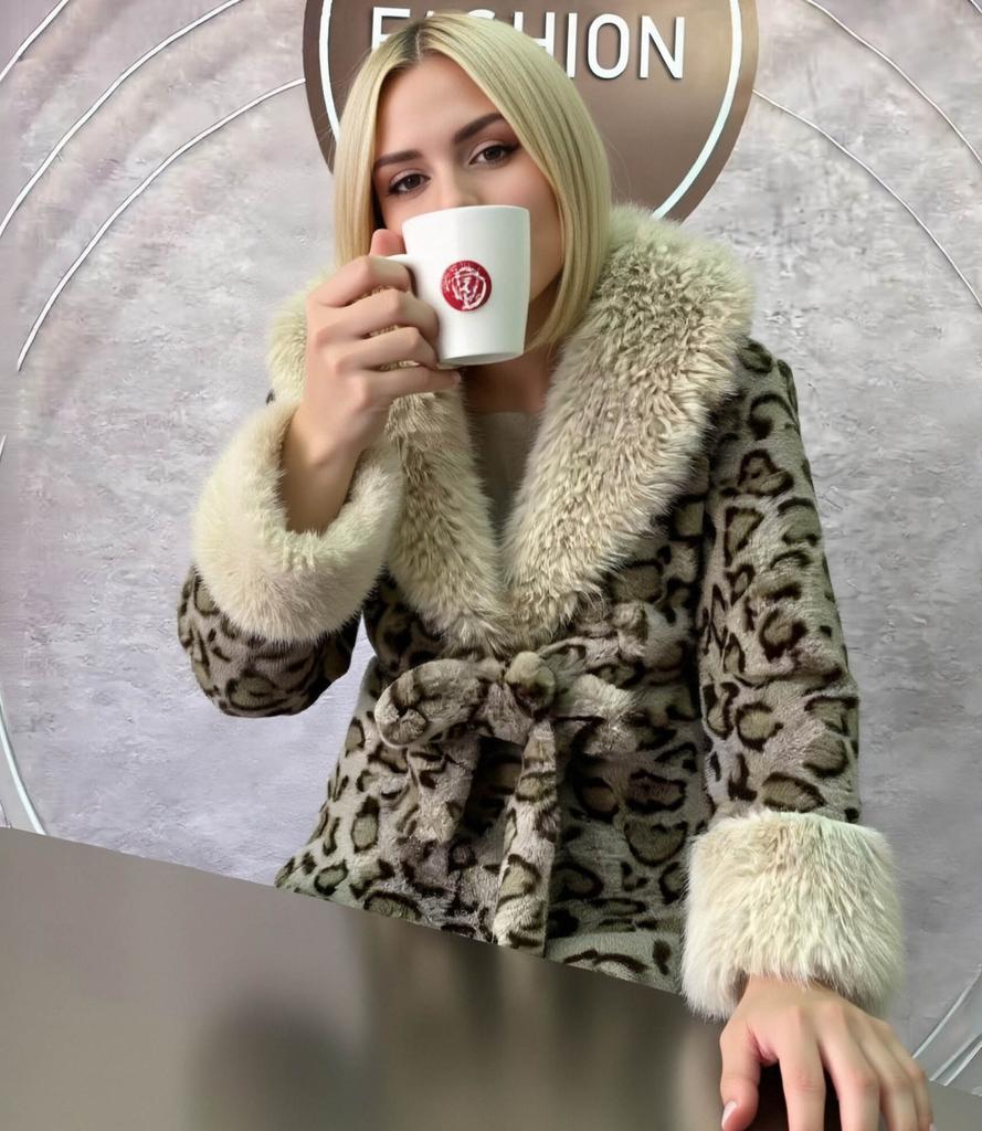 Autumn and winter imitation mink new medium and long waist fur collar thin fashion warm cold thickened coat women