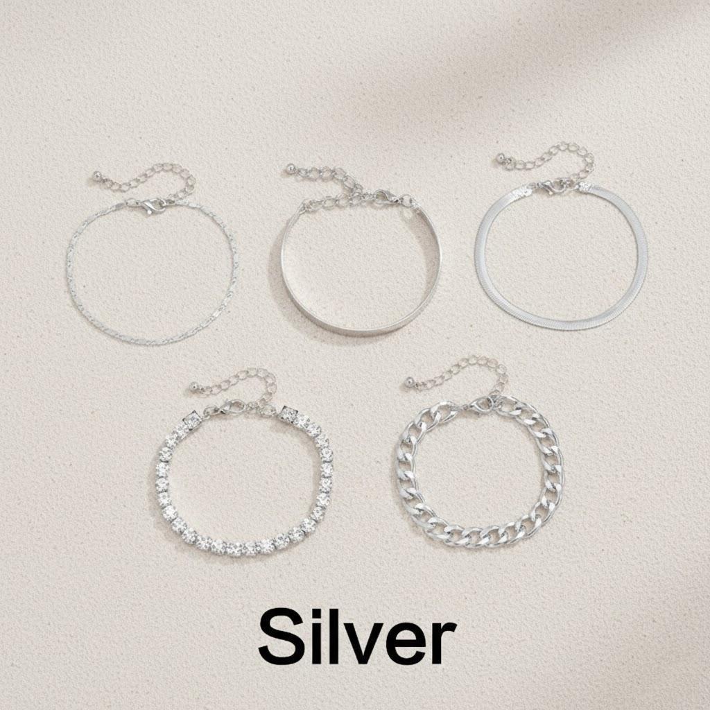 

5Pcs Bohemian Gold Bracelets Set Handmade Vintage Chain Bracelets for Women Party Jewelry Gift Trendy Accessories