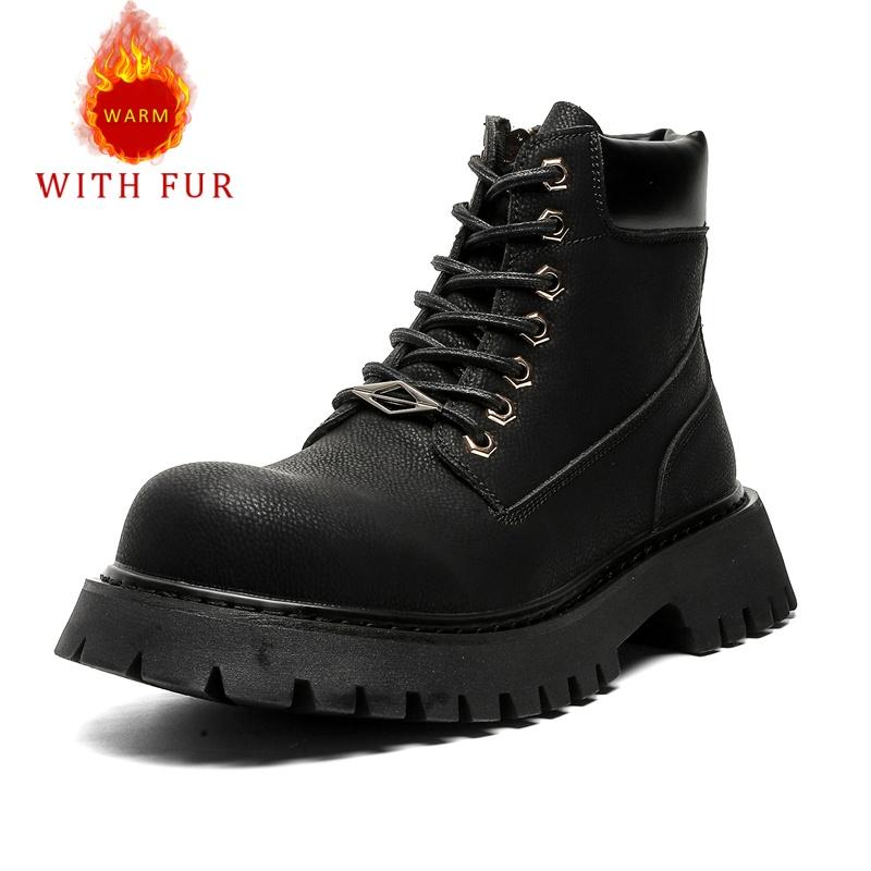 

Осенне-зимние мужские ботинки Ретро и трендовые стили Уличные 38-46 Молодежная обувь На толстой подошве на шнуровке универсальные 46 чистый