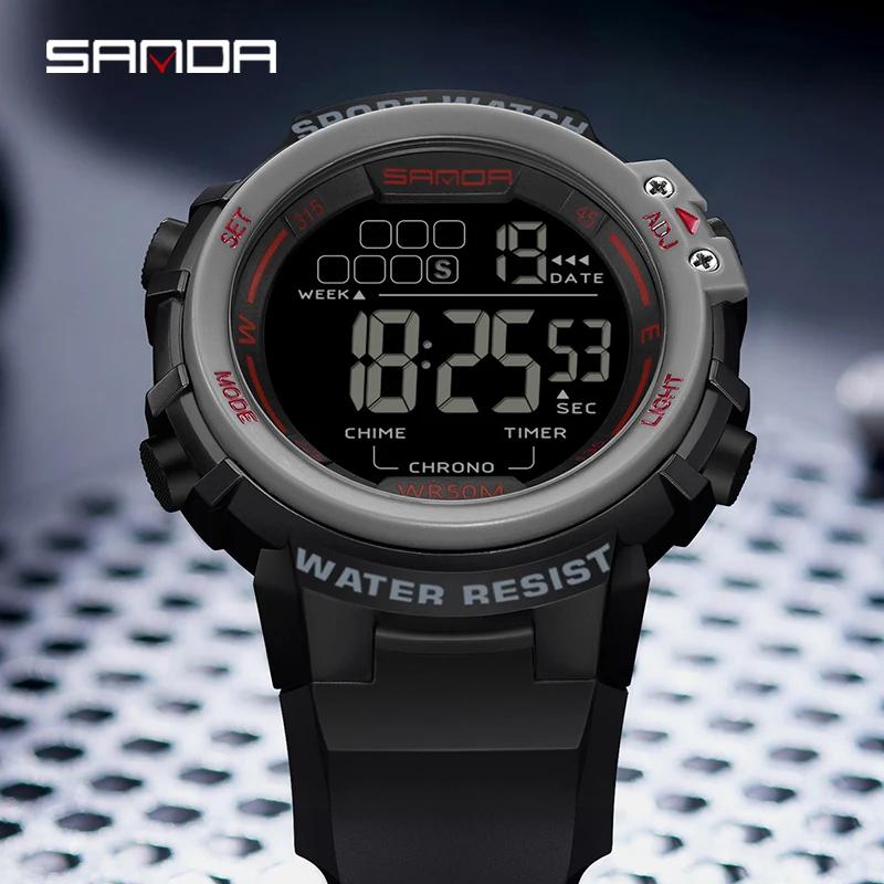 SANDA 2140 Watches Alarm Clock Chrono 5Bar Waterproof Digital Watch Reloj Hombre New Fashion Outdoor Sport Men Multifunction