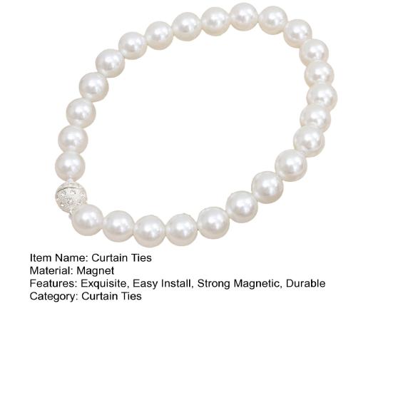 Magnetic Curtain Tiebacks with Pearls & Rhinestones, No Drill Window Curtain Holders, Elegant Luxury Curtain Tie Backs for Living Room, Bedroom