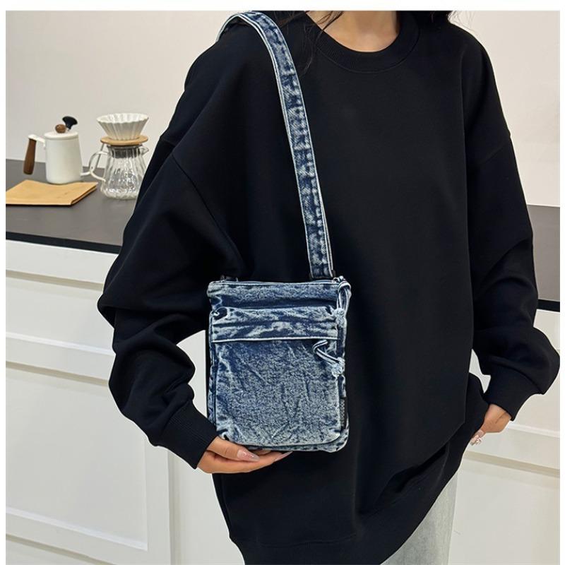 Washed Denim Crossbody Fashionable Phone Bag