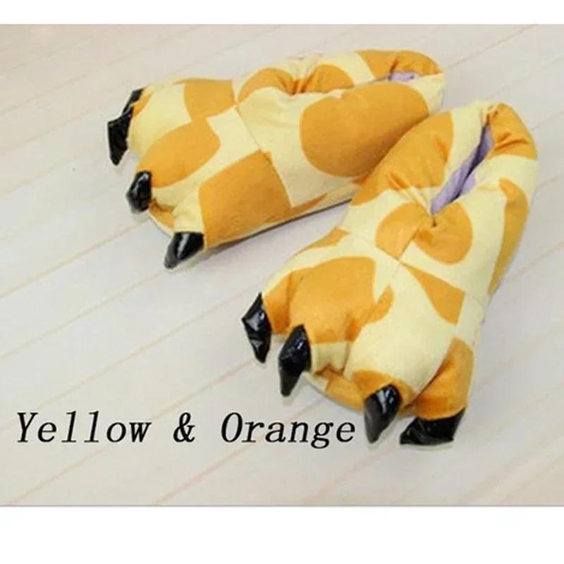 Fashion Winter Soft Warm Monster Dinosaur Paw Funny Slippers for Men Women Kids Parent-child Home House Slipper Shoes Room Cotton Shoes