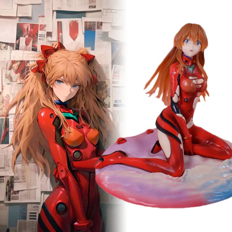 Neon Evangelion Genesis Asuka Langley Soryu Sitting Posture Figurine Model Anime