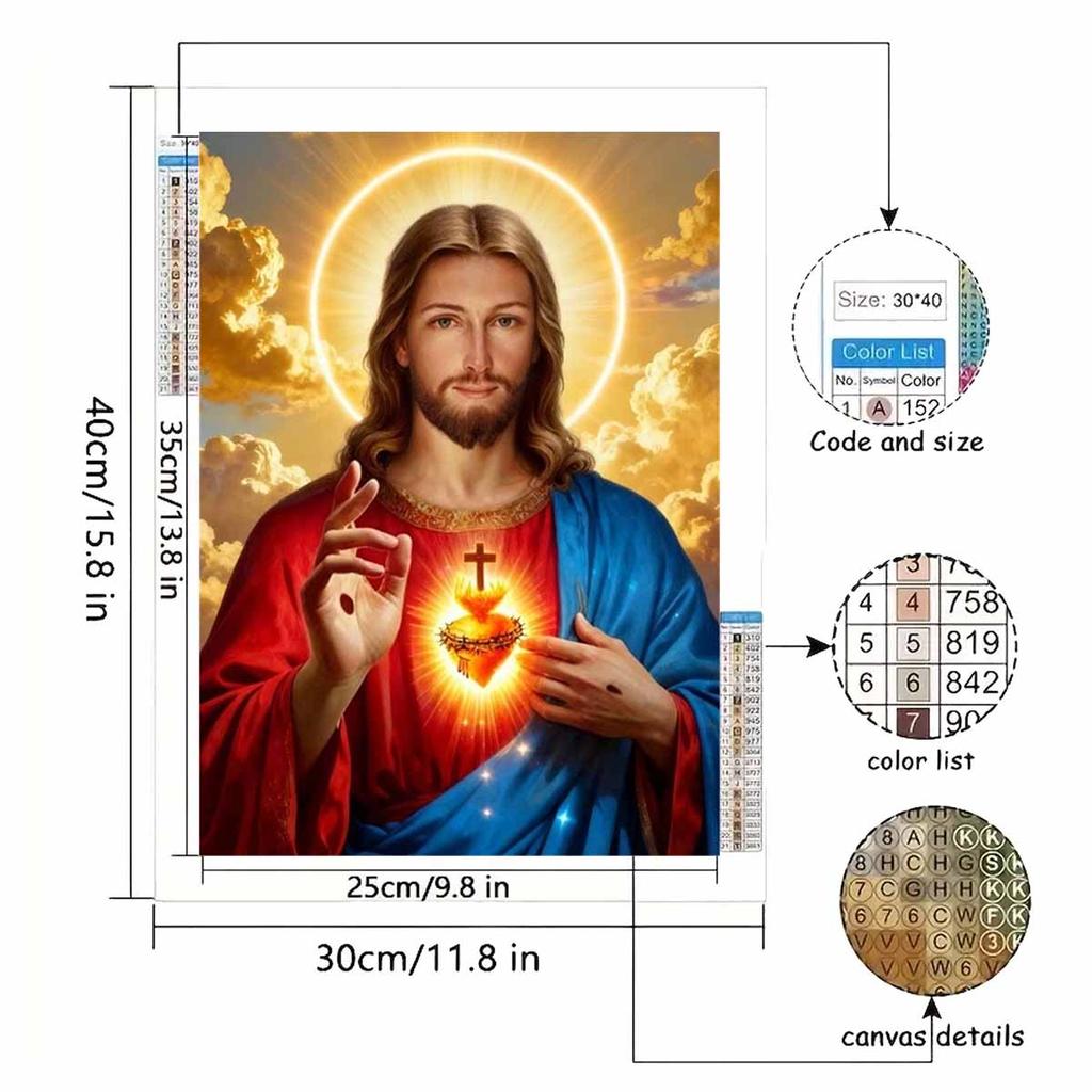 Diamond Painting Set  DIY 5D Full Diamond Jesus Sacred Heart Crafts for Home Wall Decoration