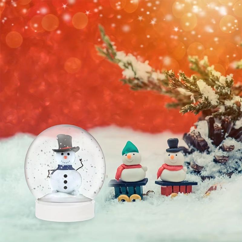 10 szt. Świąteczna Kula Śnieżna z Zakręcaną Pokrywką - Przezroczysta Plastikowa Kryształowa Kula do Dekoracji Świątecznych DIY, Ozdoby na Biurko i do Zawieszenia