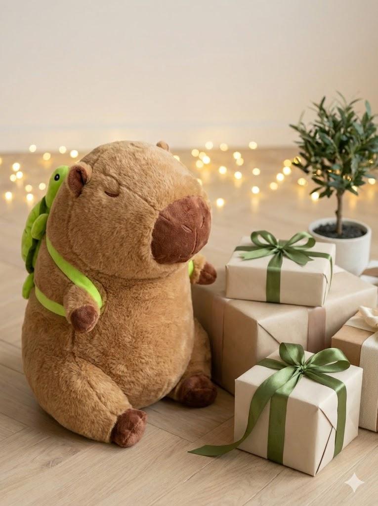 Large Capybara Plush Toy 80cm With Backpack Turtle Mascot