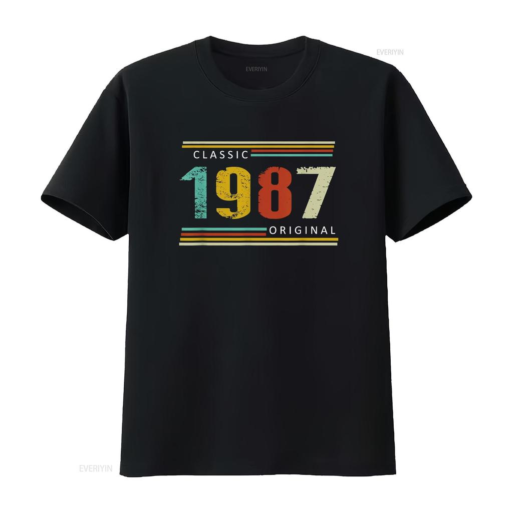 Birthday Classic of 1987 Original 37th Retro T Shirt Vintage Washed Soft Fashion Versatile Breathable Graphic Stretched Unisex
