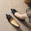 Tacchi alti in vernice francese da donna versatili 2025 primavera ed estate nuova fibbia quadrata scollatura temperamento a punta tacco kitten scarpe singole