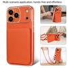 Crossbody Litchi Pattern Card Bag Hanging Rope Phone Case for iPhone 17 Pro Max 16 Plus 15 14 13 Long Lanyard Kickstand Cover