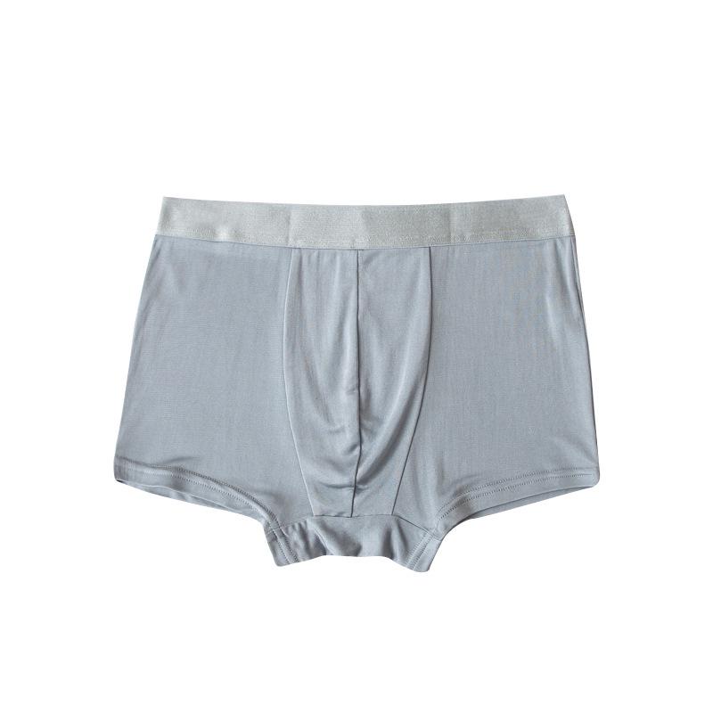 Men's Plain Silk Seamless Sport Boxer Briefs - Breathable Mulberry Silk, Elastic Fit, Thin Summer Style