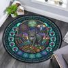 Glass Cat Mandala Round Area Rug Under Office Chairs Bedroom Living Room Home Decor