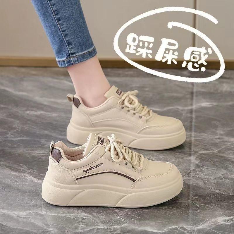 

New little white shoes for women in spring 2025 new student Korean version versatile casual ins trendy shoes thick baseplate shoes for women 40 хаки