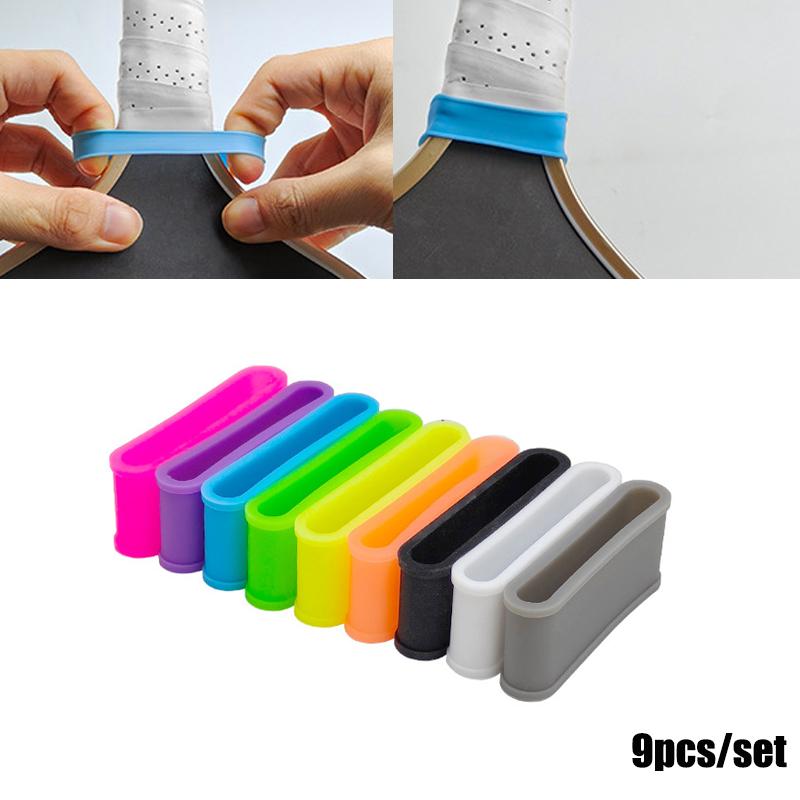 9Pcs/Set Pickleball Protective Paddle Racket Grip Bands Tennis Racquet Secures Anti-slip Silicone Overgrip Ring Handle Closure